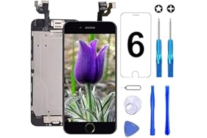 Brinonac for iPhone 6 Screen Replacement Black Touch Display LCD Digitizer Full Assembly with Front Camera,Proximity Sensor,Ear Speaker and Home Button Including Repair Tool and Screen Protector