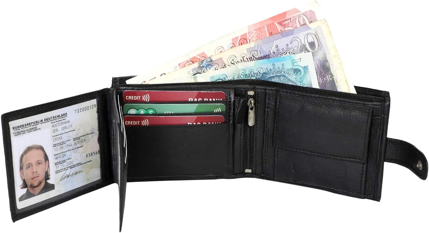 RAS Mens RFID Blocking Safe Nappa Leather Notecase Wallet with A Coin Pocket 2511 Black, 12cm x 10cm - Image 5