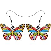 Bonsny Drop Dangle Floral Butterfly Earrings Fashion Insect Jewelry For Women Gift