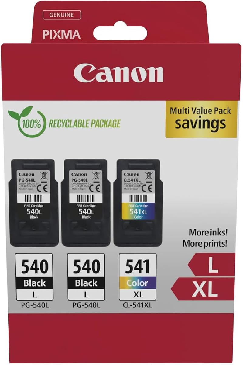 Canon Ink Multipack PG-540L CL-541XL Genuine Cartridges 3 Pack
