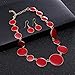 DL DiLiCa Women Statement Bib Necklace and Earring Set Charm Costume Choker Novelty Enamel Jewelry Set Red