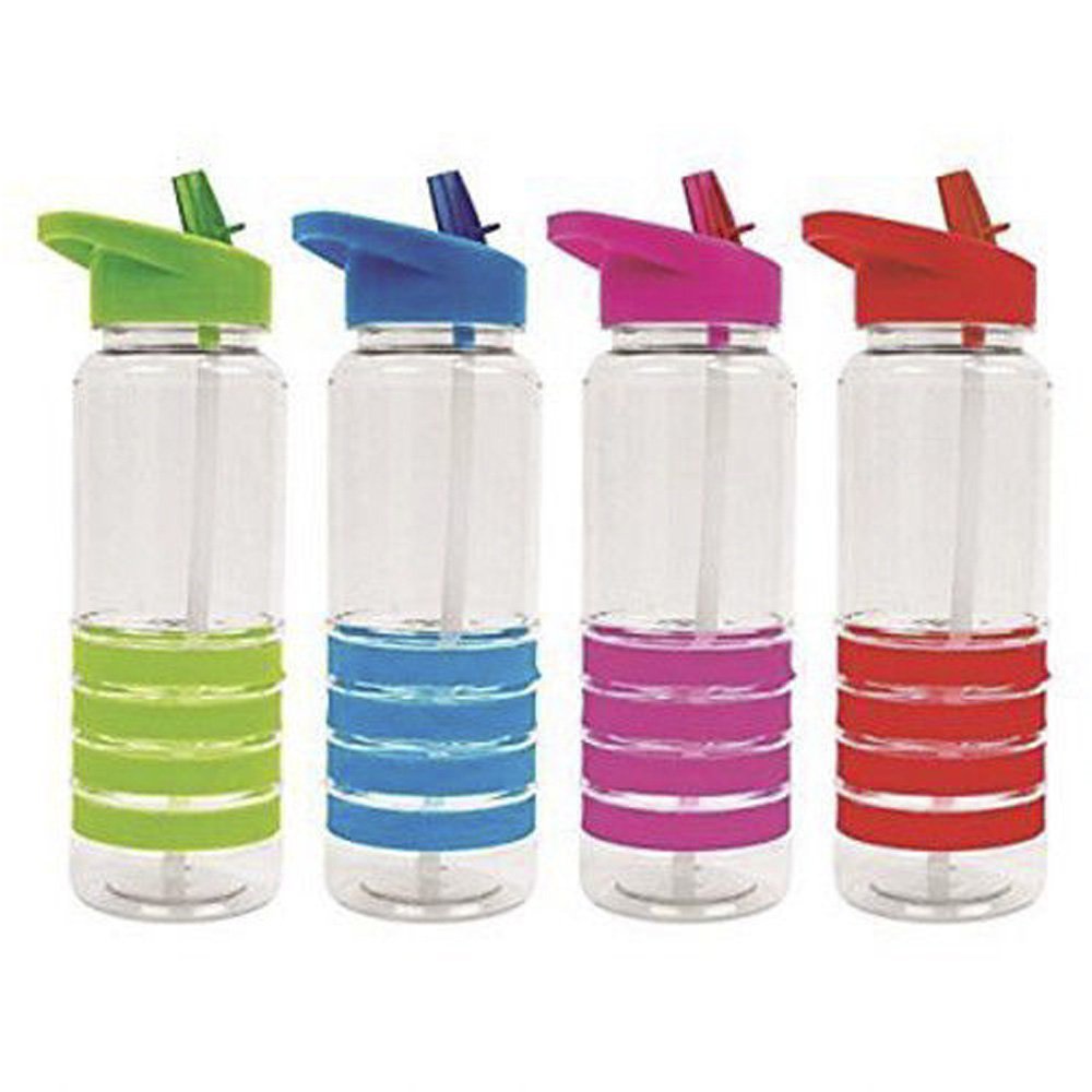Flip Straw Tritan Drink Sport Hydration Plastic Screw Top Hand Free Gym Swimming Boxing Yoga Running Spill (Four Bottle)