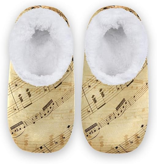 Rxyy Jahrgang Musiknote Musical Hausschuhe für Frauen Männer Unisex