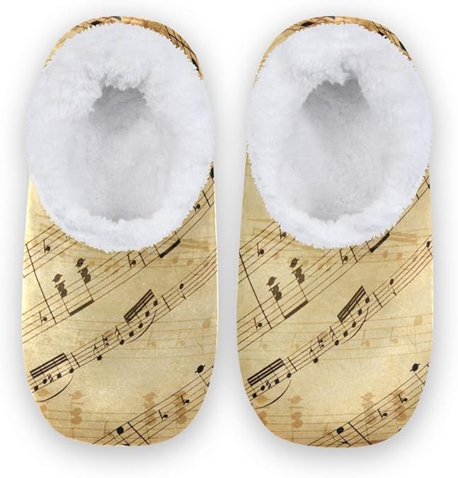 Rxyy Jahrgang Musiknote Musical Hausschuhe für Frauen Männer Unisex