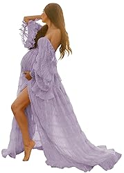 Maternity Robe for Photoshoot Tulle Long Sleeve