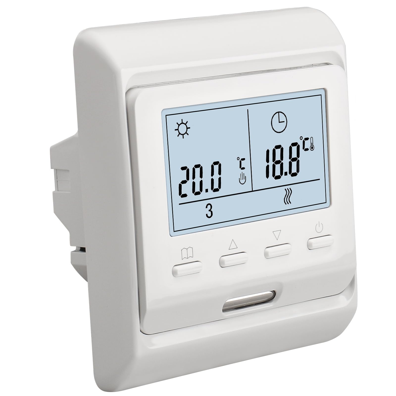 Wengart Room Thermostat 7-day Programmable,Digital Display AC230V Max16A Work for Electric Underfloor Heating with 3m Probe Sensor WG806 White