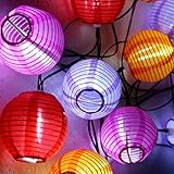 Grand patio 14 FT Solar Powered Lantern String Lights, Weather-Resistant Outdoor String Lights, 10 PCS Multi Color Fairy Lights for Patio and Party