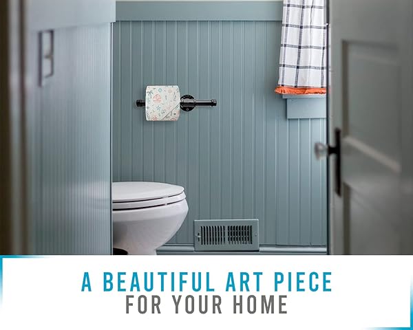 COMFIFY INDUSTRIAL PIPE DECOR SET FOR 4 PIECE BATHROOM FIXTURE SET: 1 PAPER HOLDER, 1 ROBE HOOK, 1 TOWEL RING & 1 TOWEL BAR IN MATTE BLACK – FARMHOUSE BATH ACCESSORIES/W SCREWS & ANCHORS – SQUARE