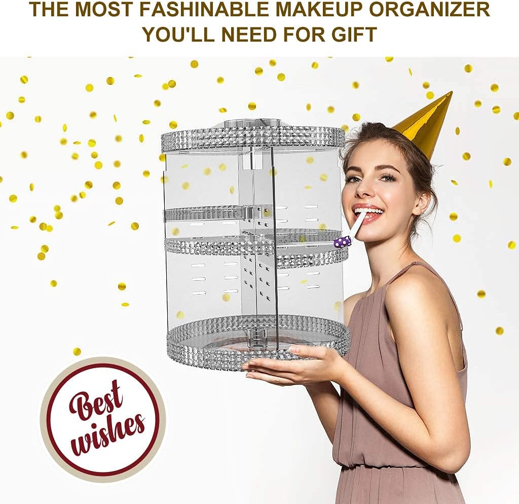 Awenia Makeup Organizer 360-Degree Rotating, Adjustable Makeup Storage, 7 Layers Large Capacity Cosmetic Storage Unit, Fits Different Types of Cosmetics and Accessories, Plus Size (Gray): Home & Kitchen