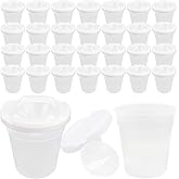 30 Pack Kids No Spill Paint Cups with Lids Clear White Spill Proof Paint Cups for Chilren Painting Art Supplies School Prizes Classroom Arts Crafts