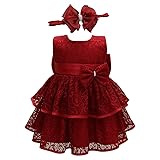 Glamulice Wine Red Baby Girl Lace Party Dress 20-26