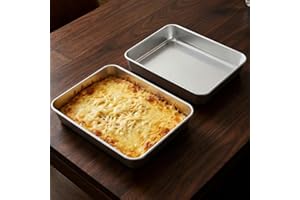 2 Pack Stainless Steel Sheet Cake Pan, Rectangular Baking & Roasting Pan, Thickened Cookie Baking Tray, Dishwasher Safe & Eas