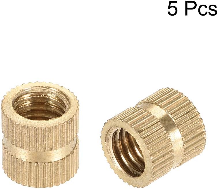 uxcell Knurled Insert Nuts, M8 x 10mm(L) x 10mm(OD) Female Thread Brass Embedment Assortment Kit, 5 Pcs, M8 x 10mm(L) x 10mm(OD),5 Pcs - Image 4