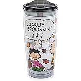Silver Buffalo Peanuts Charley Brown Lucy Double Wall Travel Tumbler w/Slide Close Lid, 20 Ounces