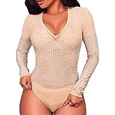 Lrady Women's Sheer Mesh Turtleneck Neck See Through Leotard Bodysuit Body Tops