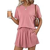 BLENCOT Lounge Sets for Women Summer 2 Piece Skirt Sets Casual Cropped Tee and Short Set Matching Sets Trendy Outfits