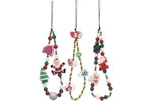 Taouzi 6PCS Beaded Phone Lanyard Wrist Strap Face Beaded Phone Charm Fruit Star Pearl Rainbow Color Beaded Phone Chain Strap for Women