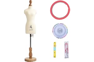 lavandeform Female Dress Form Mannequin(Not Full Size Body Height 12.8 inch for Sewing, 1/3 Size Female Tailor Dressmaker Dummy for Pattern Making Fully Pinnable Mannequin with Wooden Stand (1/3)