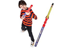 Geospace Hand Held Pump Rocket Medium Size Set - 30" Long Single Launcher & Rockets for Outdoor or Indoor Safe Play for Kids (Single Pump Rocket Jr.)