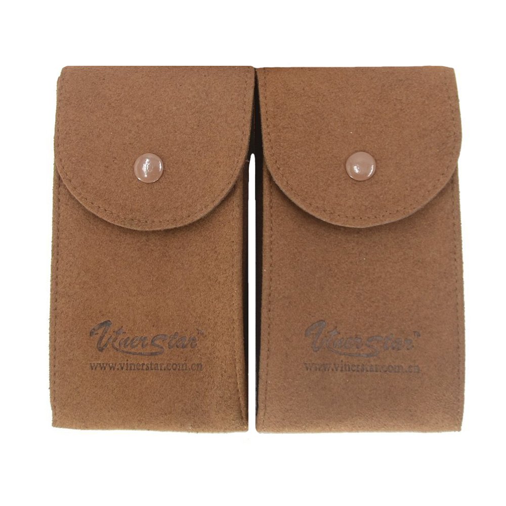 Vinerstar Suede Leather Watch Pouch for Watches with Bracelets Organizer Watch Travel Case (Brown+Brown)