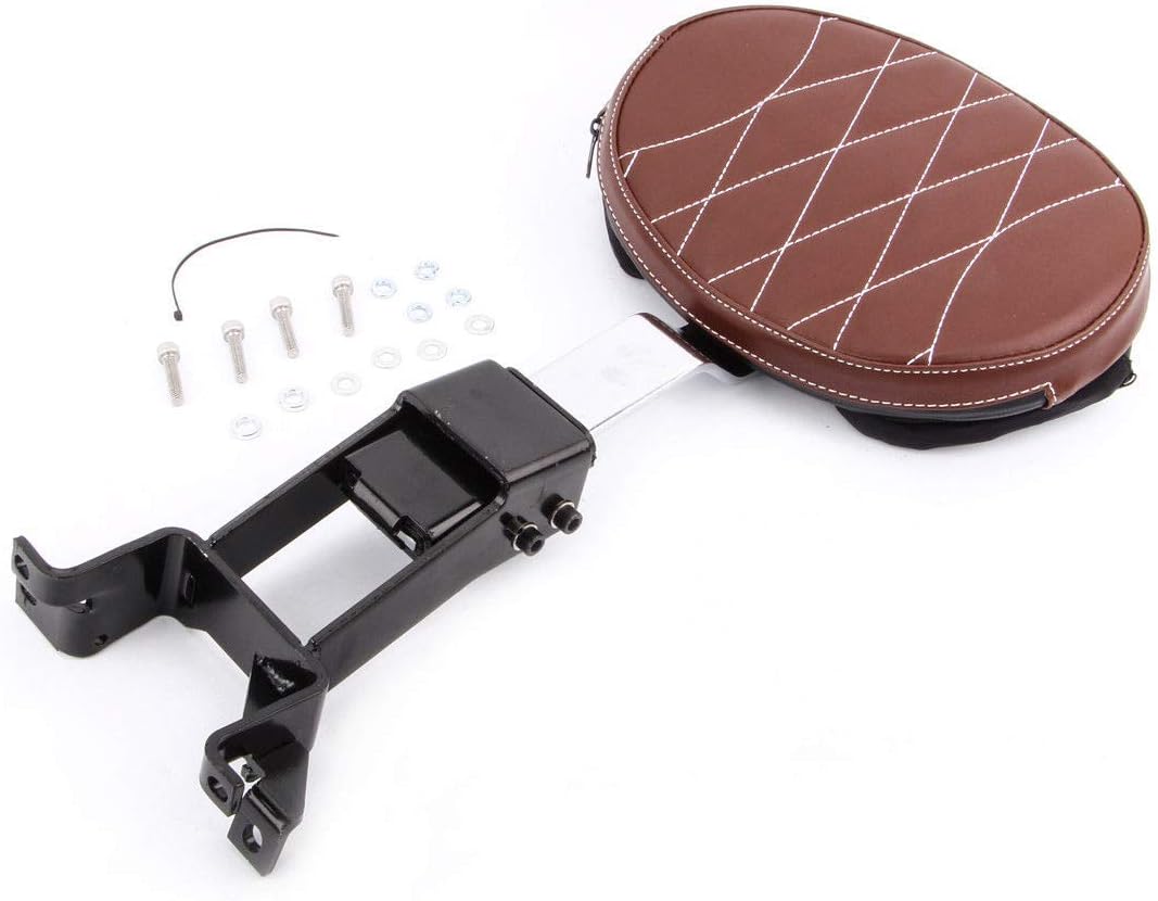 Brown Plug In Driver Backrest Diamond Pad Rider Sissy Bar Back Rest With Pocket For Indian Chief Classic, Chieftain, Roadmaster, Chief Vintage, Chief Dark Horse, Springfield Models 2014-2018(Silver)