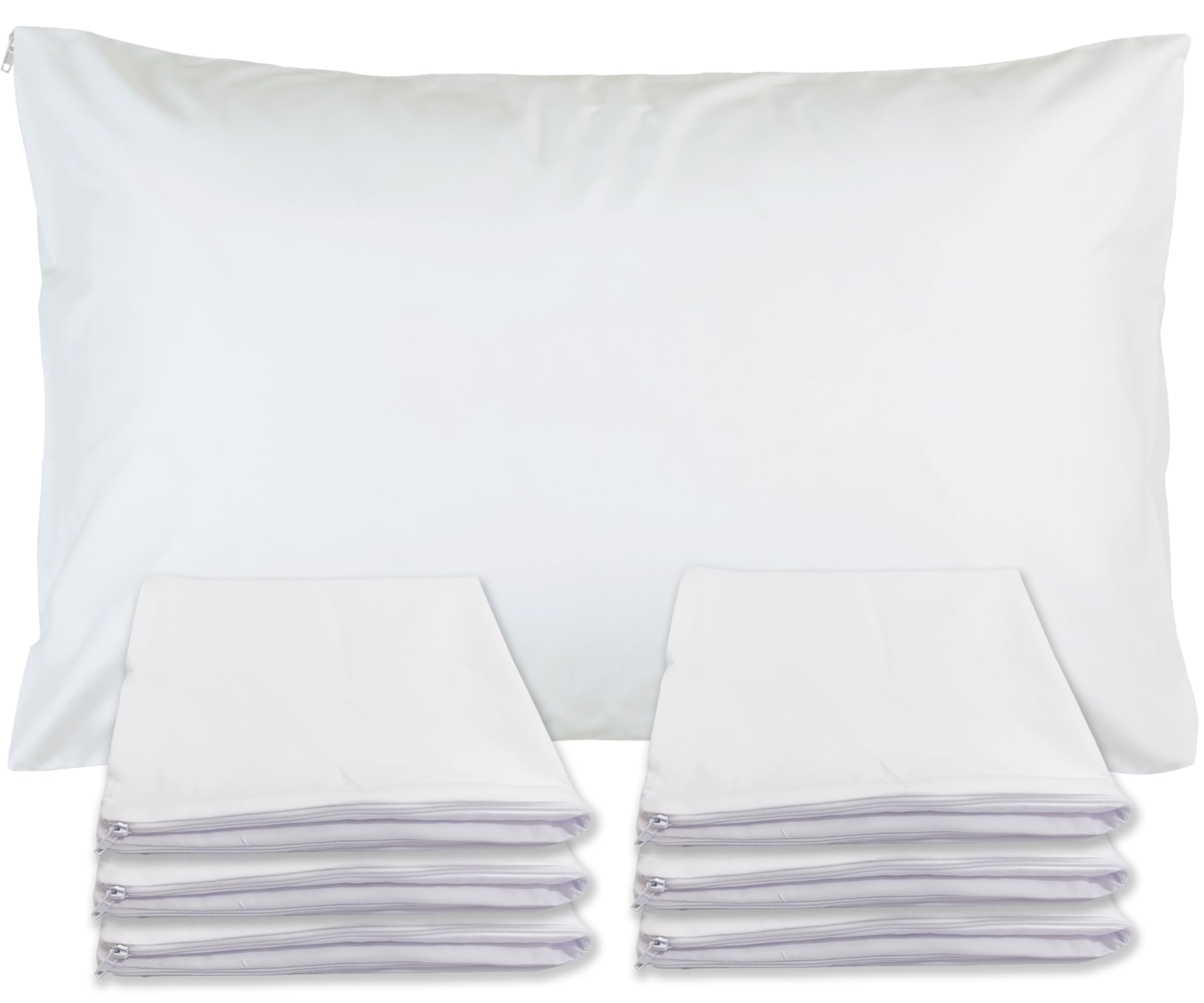 Sirenpho Pack of 6 Pillow Protector Zippered Covers 50x75cm, Anti Dust Mite, Anti-Allergy Hotel Quality Plain Pillow Case, Pillow not Included