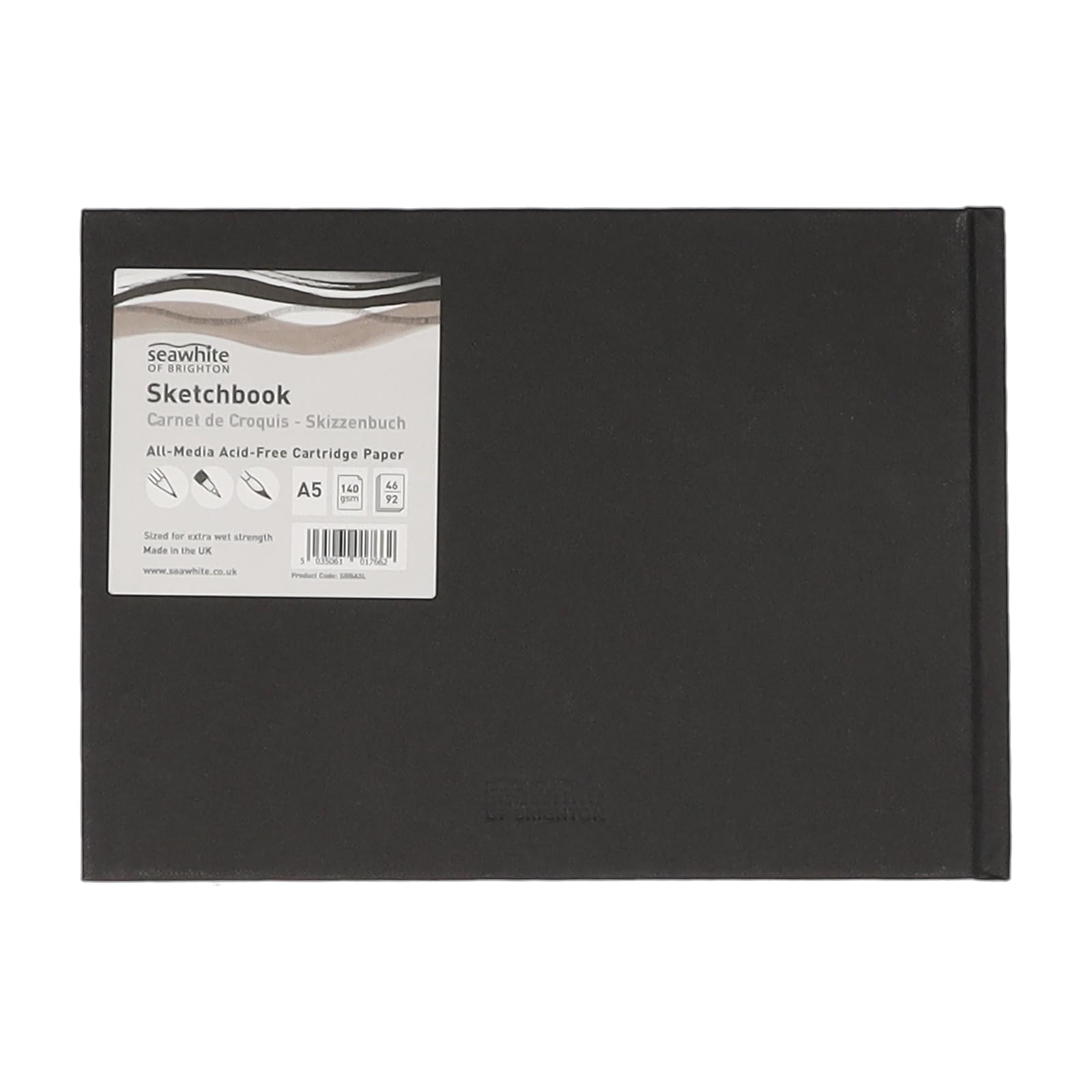 SEAWHITE Black Cloth Cover Sketchbook 140gsm Landscape A5 by Seawhite
