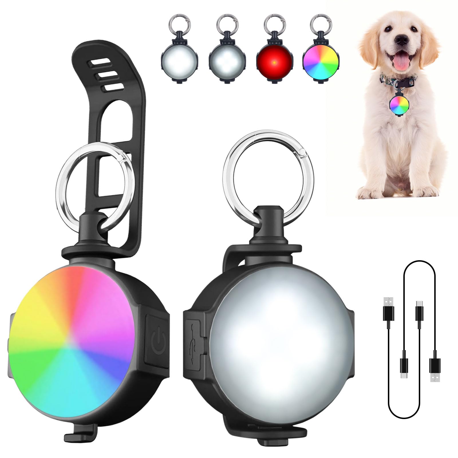 xingruyu 2 Pack LED Dog Collar Light,4 Modes USB Rechargeable Light Up Dog Collar Light,IP65 Waterproof Pet Collar Light,Safety Light for the Dark