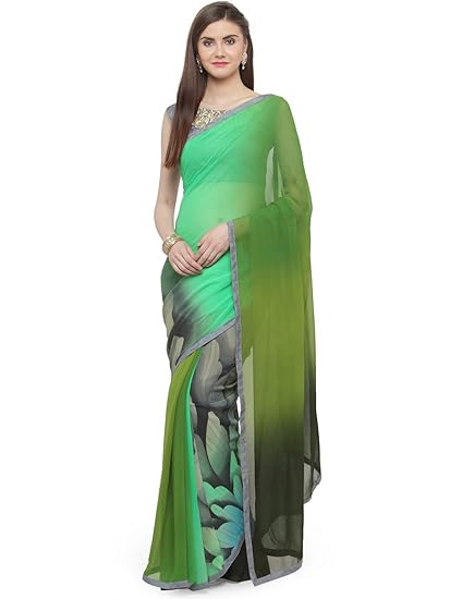 Green Georgette Embellished Saree (SBY3-7227T_Green)