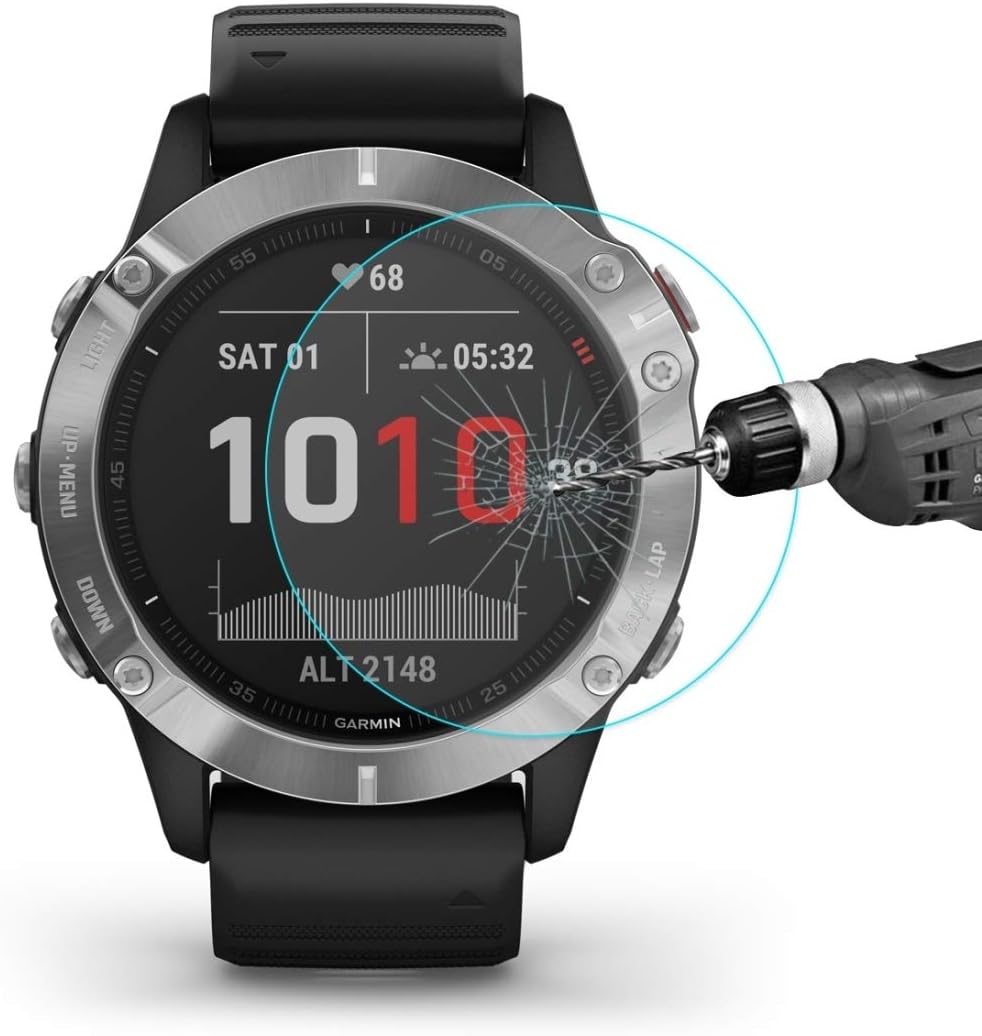 QGT Watch Screen Protector for Garmin Fenix 6X / 6X Pro Solar Hat-Prince 0.2mm 9H 2.15D Curved Edge Tempered Glass Film