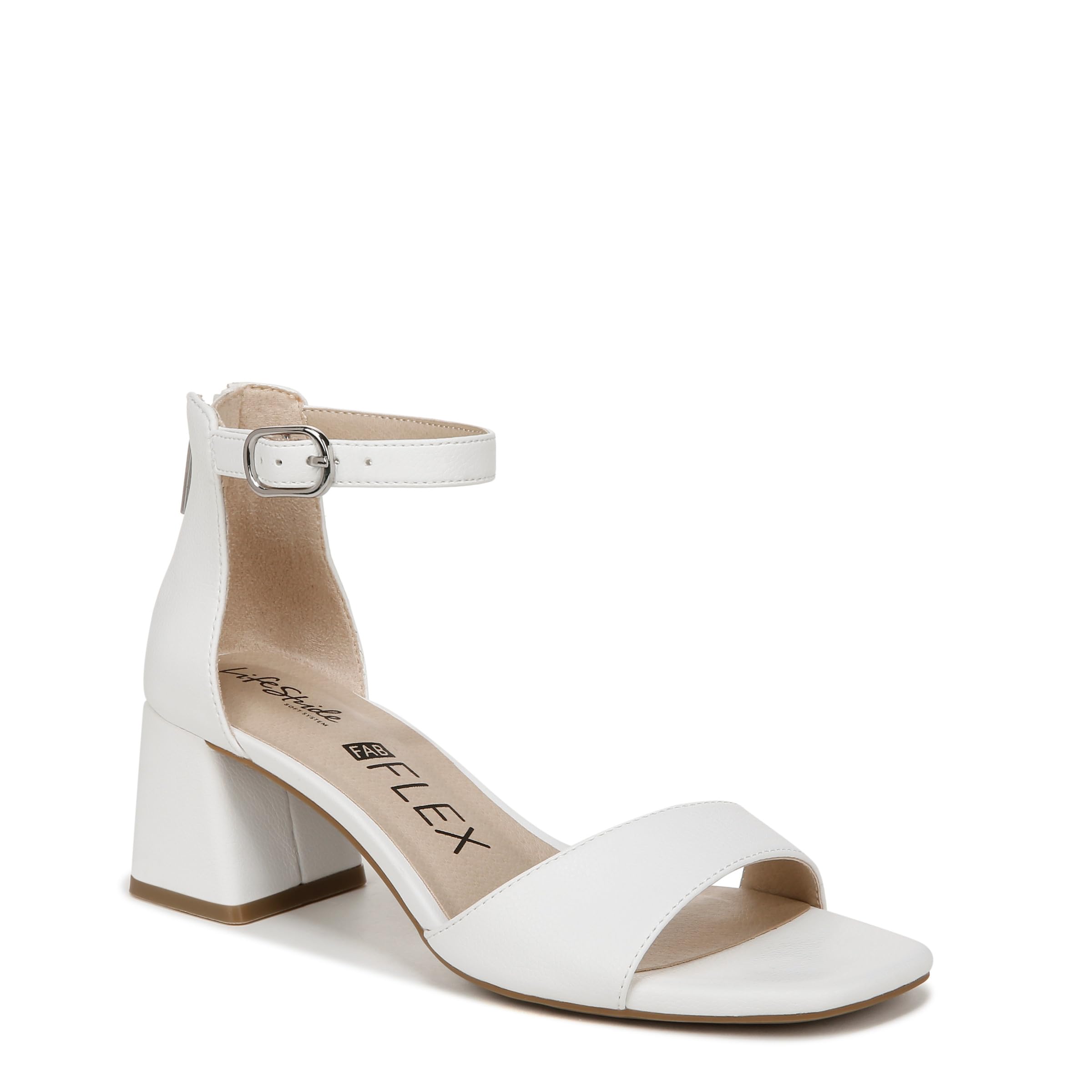 LifeStride Womens Cassidy Ankle Strap Dress Sandals Bright White 9.5 W