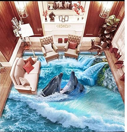 Sykdybz 3d Flooring Waterfall Dolphin Living Room Kitchen 3d Floor