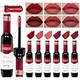 DAGEDA 6Pcs Wine Lip Tint, Matte Lipstick Lip Stain Set Long Lasting Waterproof Lip Stain Set, 6 Colors Velvety Liquid Wine B