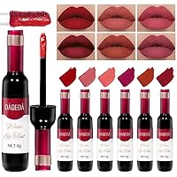 DAGEDA 6Pcs Wine Lip Tint, Matte Lipstick Lip Stain Set Long Lasting Waterproof Lip Stain Set, 6 Colors Velvety Liquid Wine B