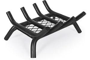 GOCAMPDIRECT Fireplace Grate 14inch with Ember Retainer | Fireplace Log Grate with Heavy Duty Solid Round Steel 3/4” Bar | No Assembly Required Hearth Grate for Firepit Firewood Log Indoor Wood Stove Burning