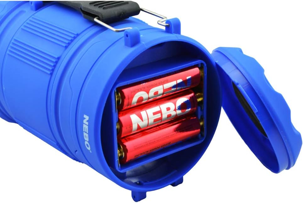 Nebo Poppy LED Lantern & Flashlight 300 Lumen Collapsible Camping and Emergency Lantern with 6 AA Batteries (Blue) - - 