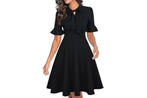 RANPHEE Women Summer Floral Ruffle Sleeve Wear to Work Church Wedding Guest Party Dresses