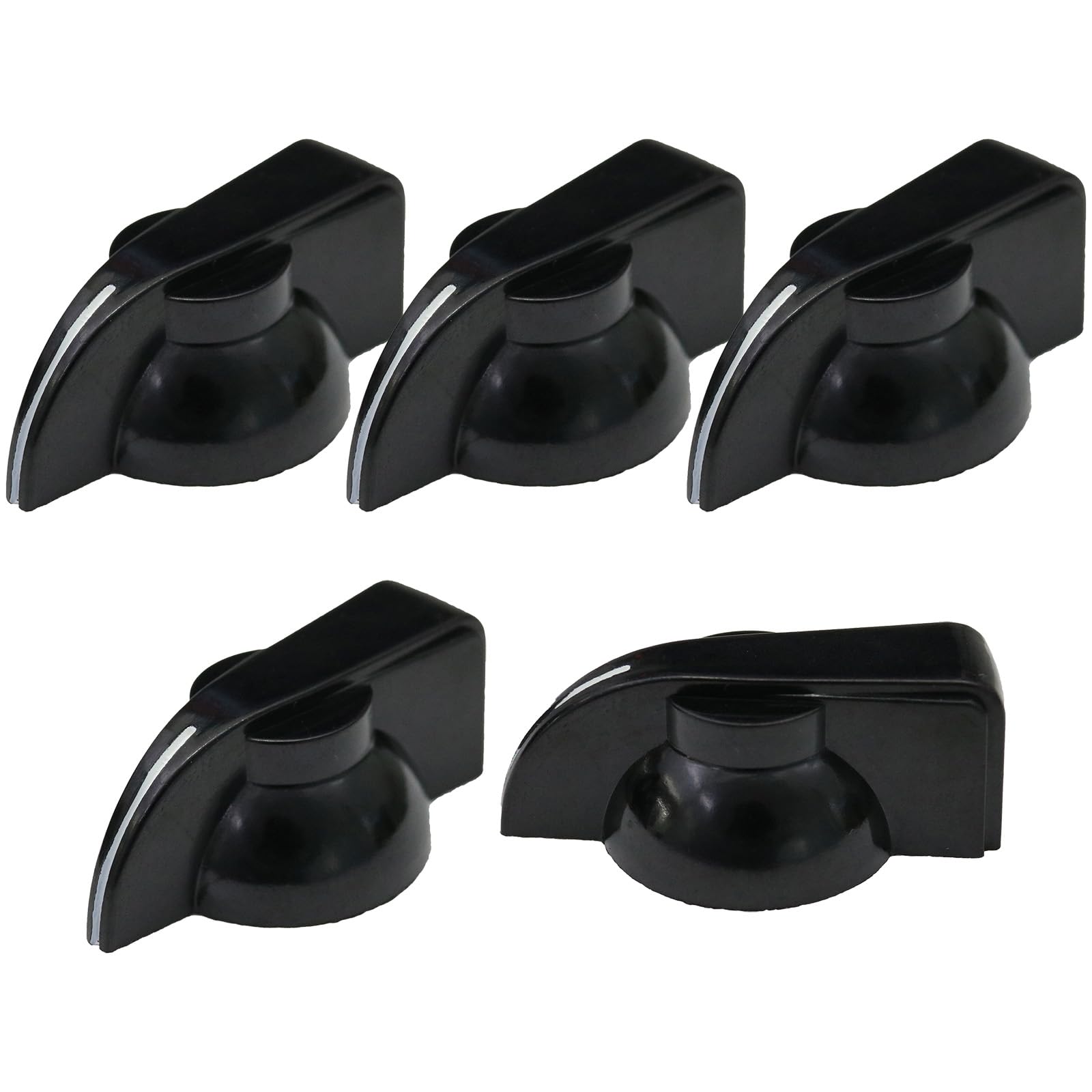 6.4mm Round Hole K7-1 Chickenhead Long Pointer Machine/Amplifier Control Knob Pack of 5