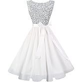 Hanpceirs Women's Boatneck Sleeveless Prom Wedding Guest Bridesmaid Dresses Cocktail Dress