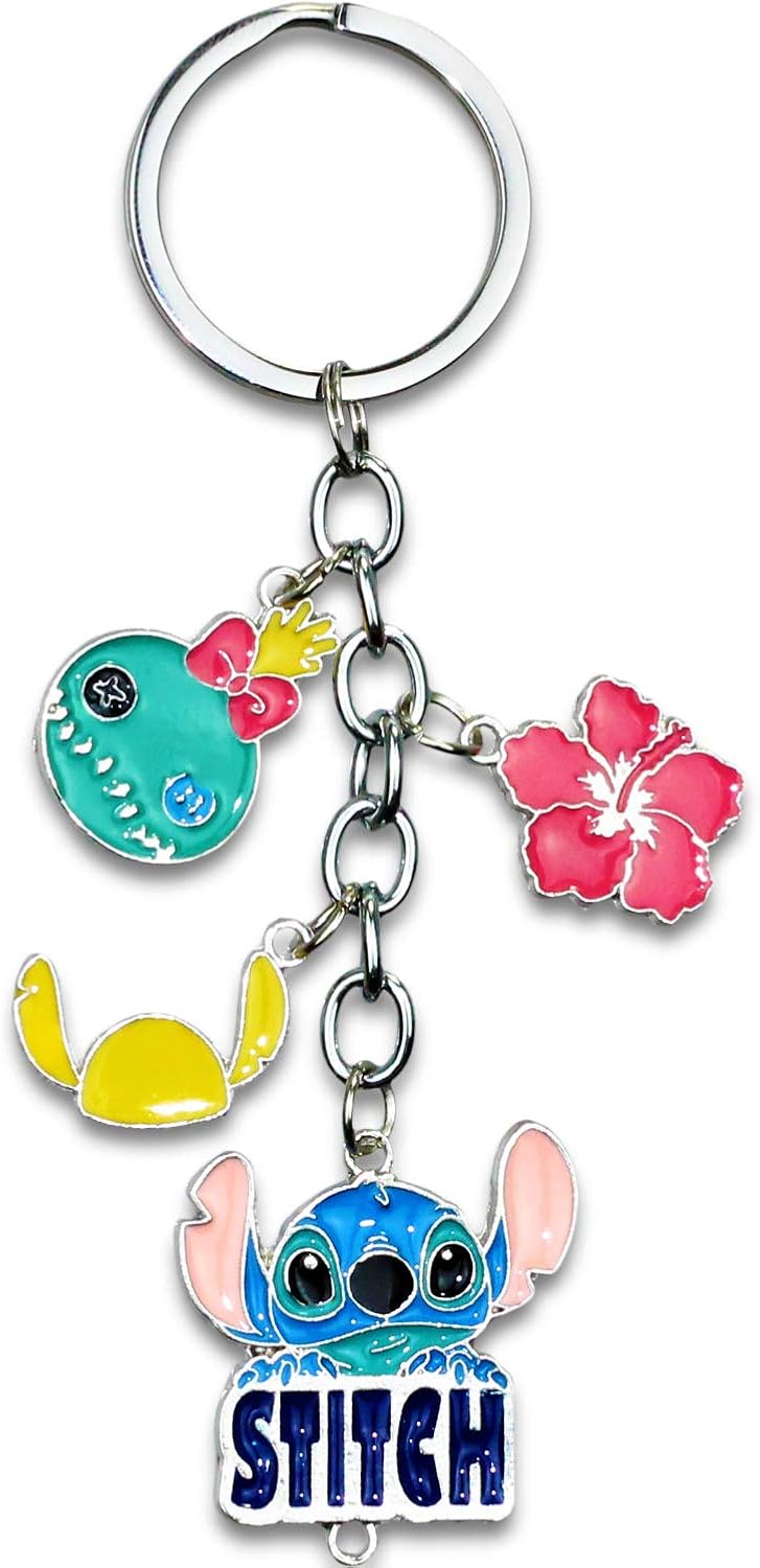 Ahaeth Stitch Jewelry Ohana Keychain Stitch Keychains Hibiscus Keychain Lilo and Stitch