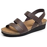 DREAM PAIRS Women's Low Heel Wedge Sandals, Round-Toe Comfortable Casual Flatform Dress Shoes with Arch Support