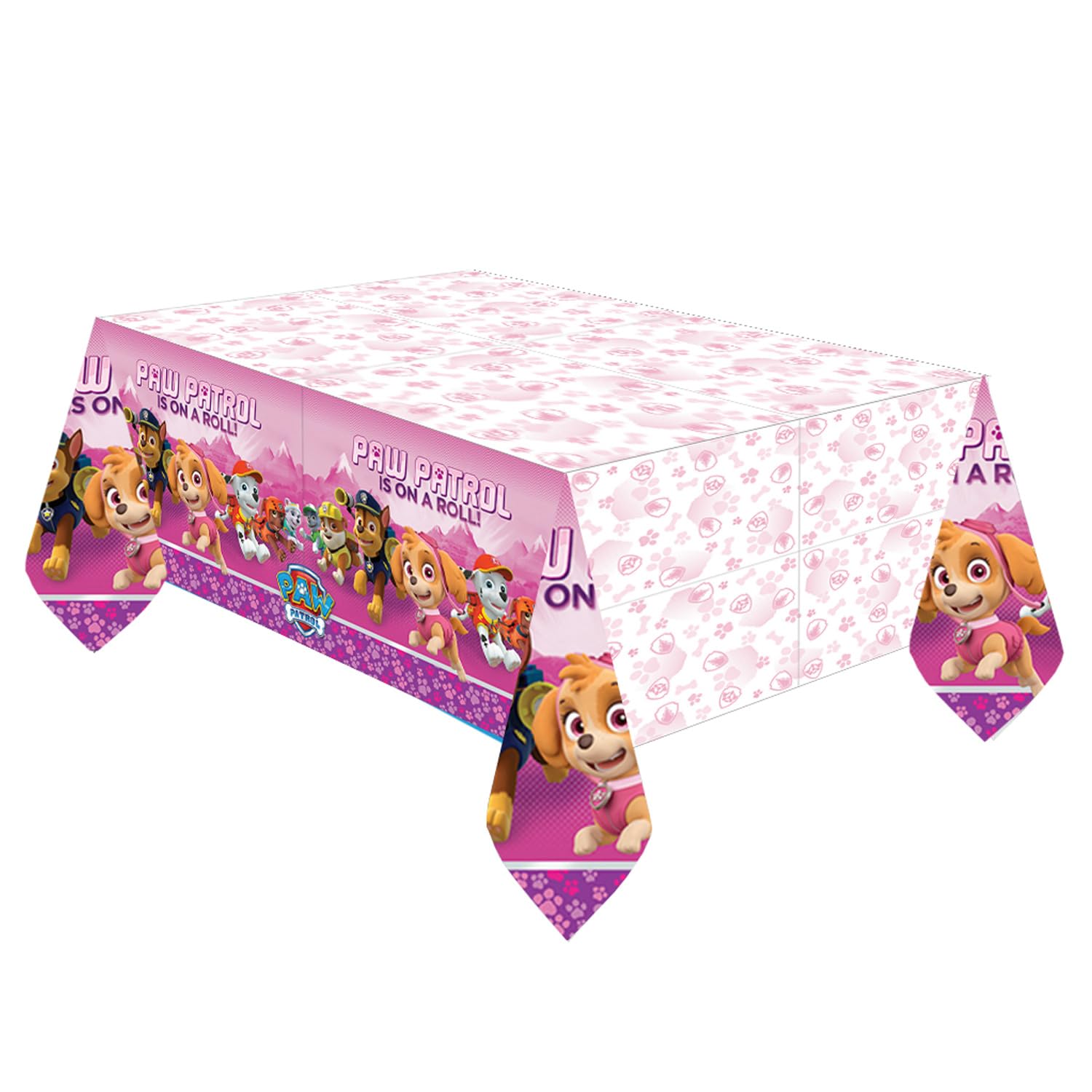amscan 571665 Pink Plastic Table Covers with Paw Patrol Theme - 1 Pc, 1.37m x 2.43m