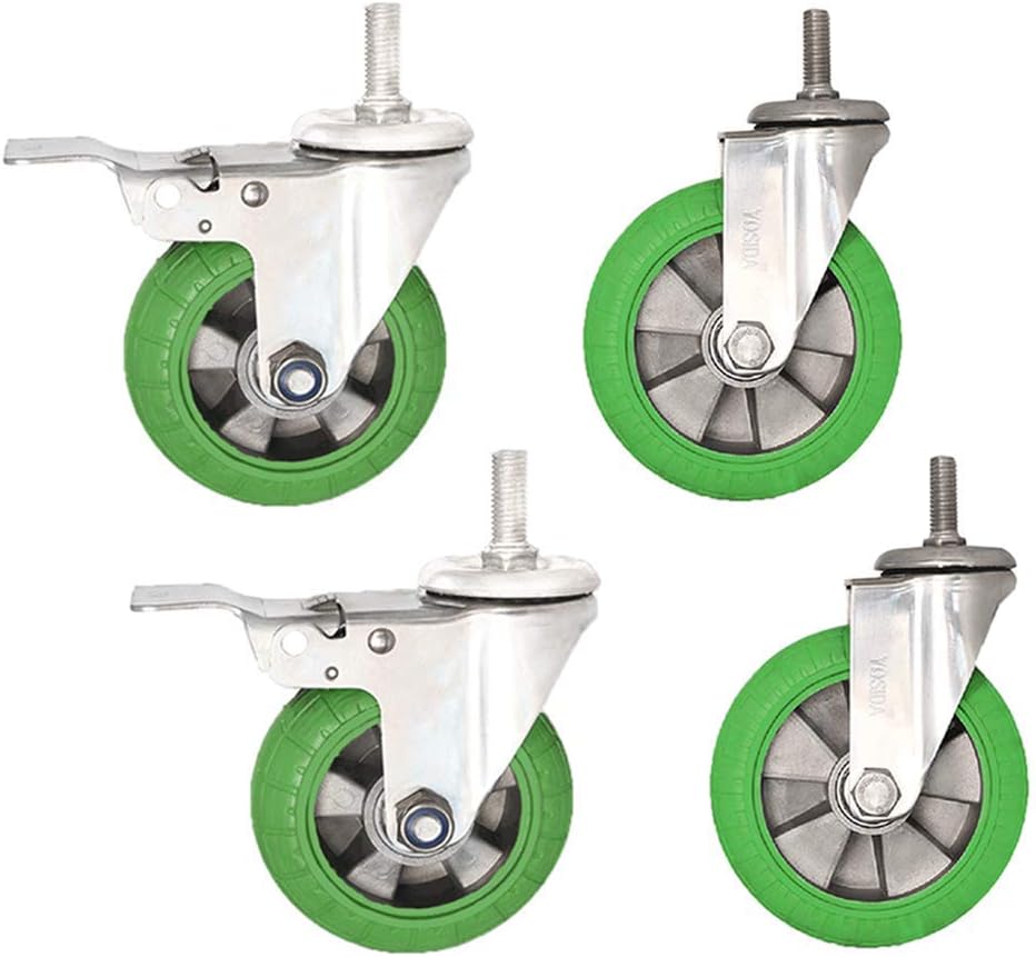 Jary Furniture Casters 3/4/5in (75/100/125mm) Green Casters X4, Heavy