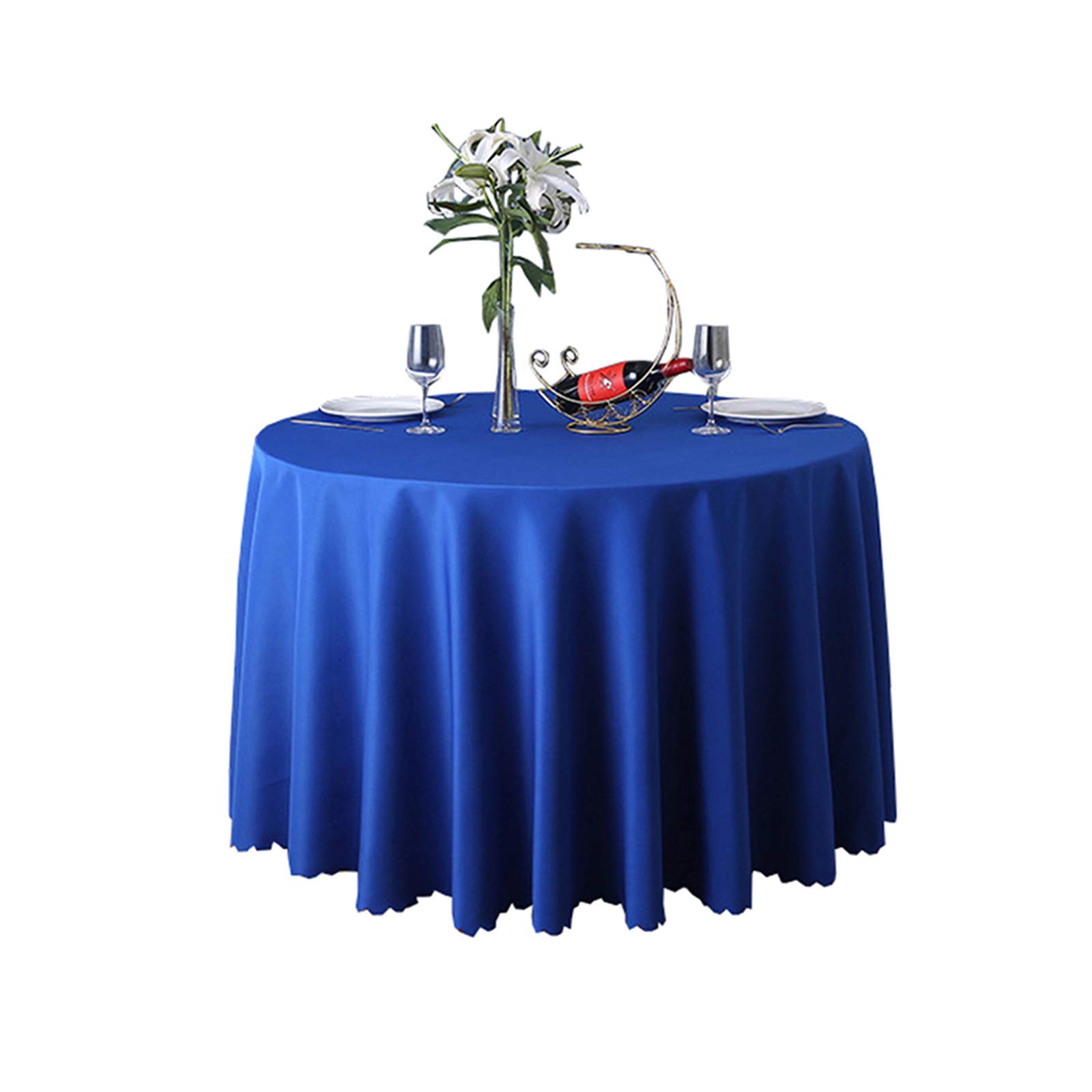 JK Home Tablecloth Round Table Cover Polyester Solid Wedding Banquet Tables Cloth Royal Blue 62" / 160cm