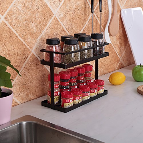 2-Tier Standing Spice Rack GONGSHI Kitchen Cabinet Storage Organizer - Thumbnail 2
