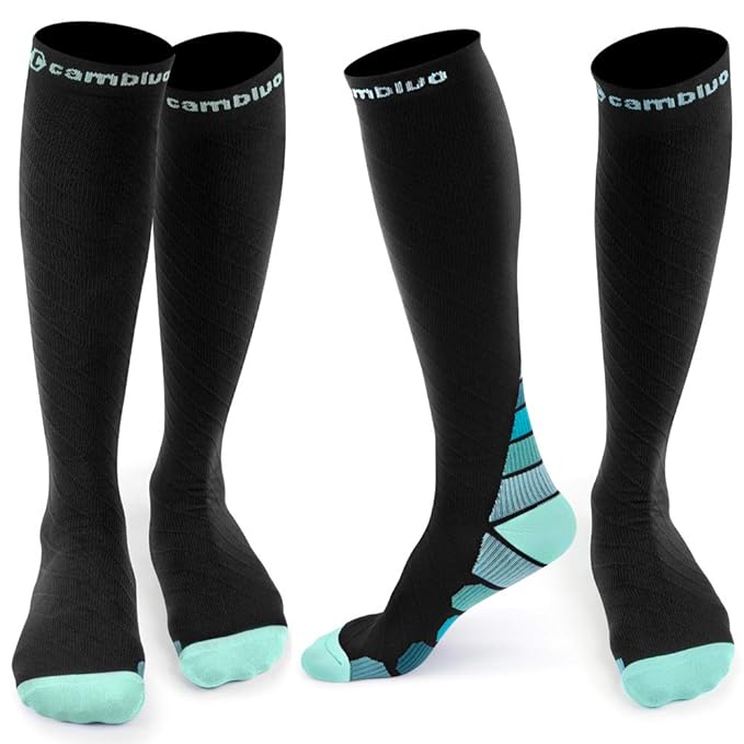 CAMBIVO 2 Pairs Compression Socks for Women and Men(2030 mmHg), Best