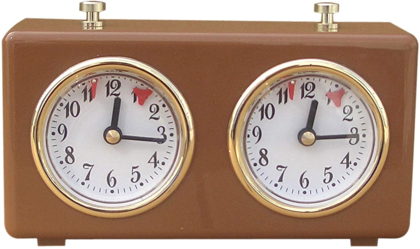 Chess Clock Timer, Mechanical Count Down Timer Chess Clock, Professional Analogue Competition Clockwork for Tournament Board Game (Brown)