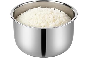 Rice Cooker Inner Pot, Rice Cooker Stainless Steel Inner Pot Replacement Compatible with Tiger JBV-A10U, 5.5 Cup Durable Non-