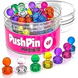 49 Push Pin Magnet Set - Colored Cute Magnets for Whiteboard Organization - Decorative Magnets for Refrigerator - Magnetic Push Pin Magnets Refrigerator - Picture Magnets - Refrigerator Magnets Strong
