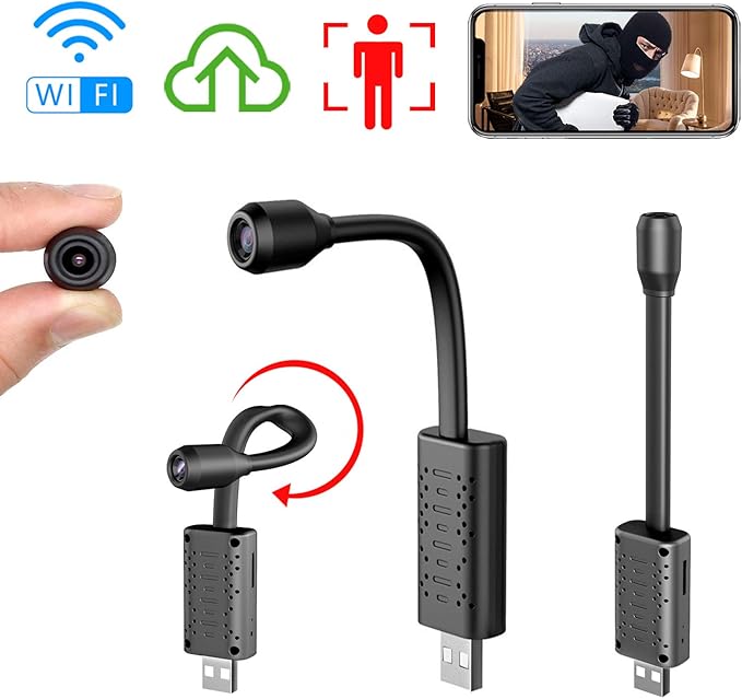 Smallest Spy Camera Wireless Hidden WiFi,Rettru Portable USB IP HD Home